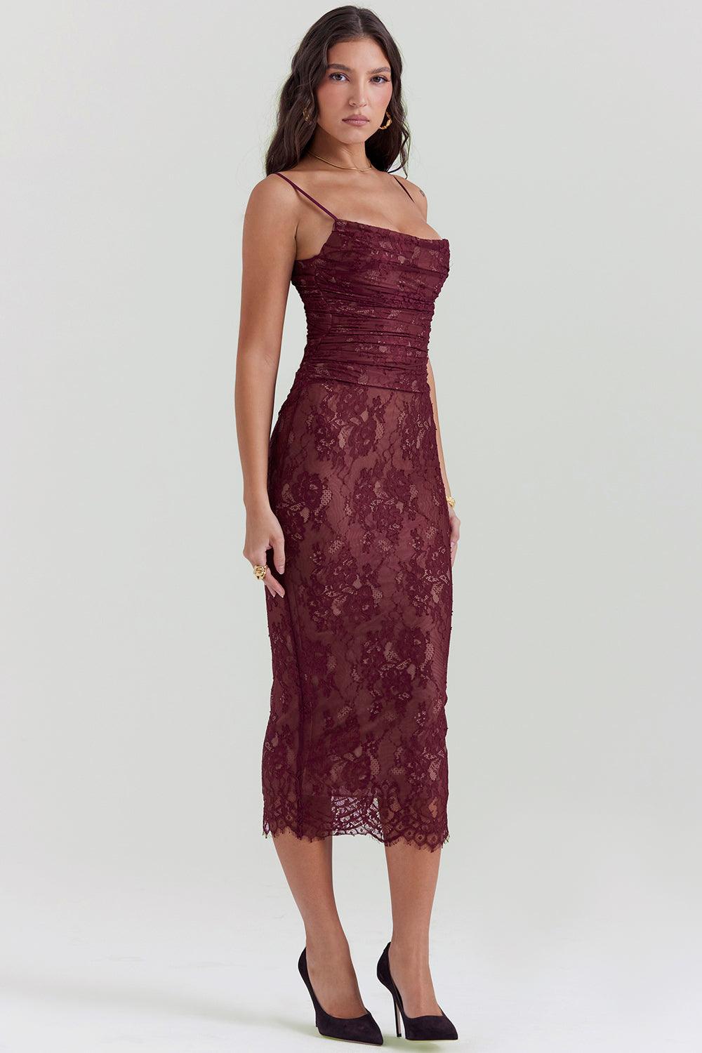 Vestido Midi Bustier Renda Alice