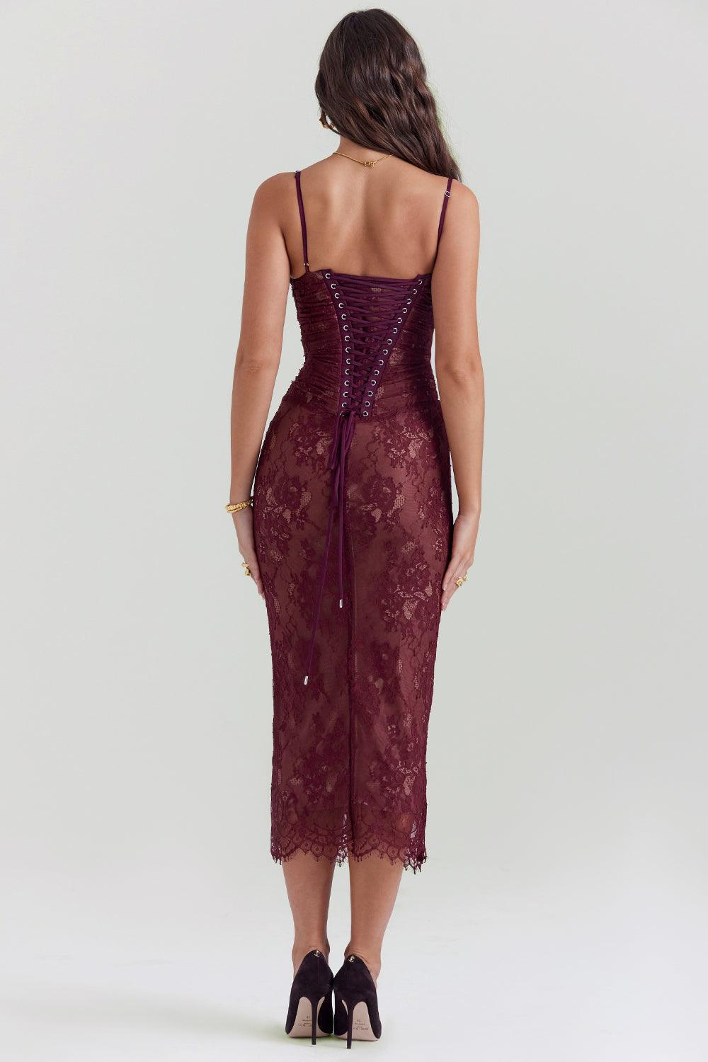Vestido Midi Bustier Renda Alice