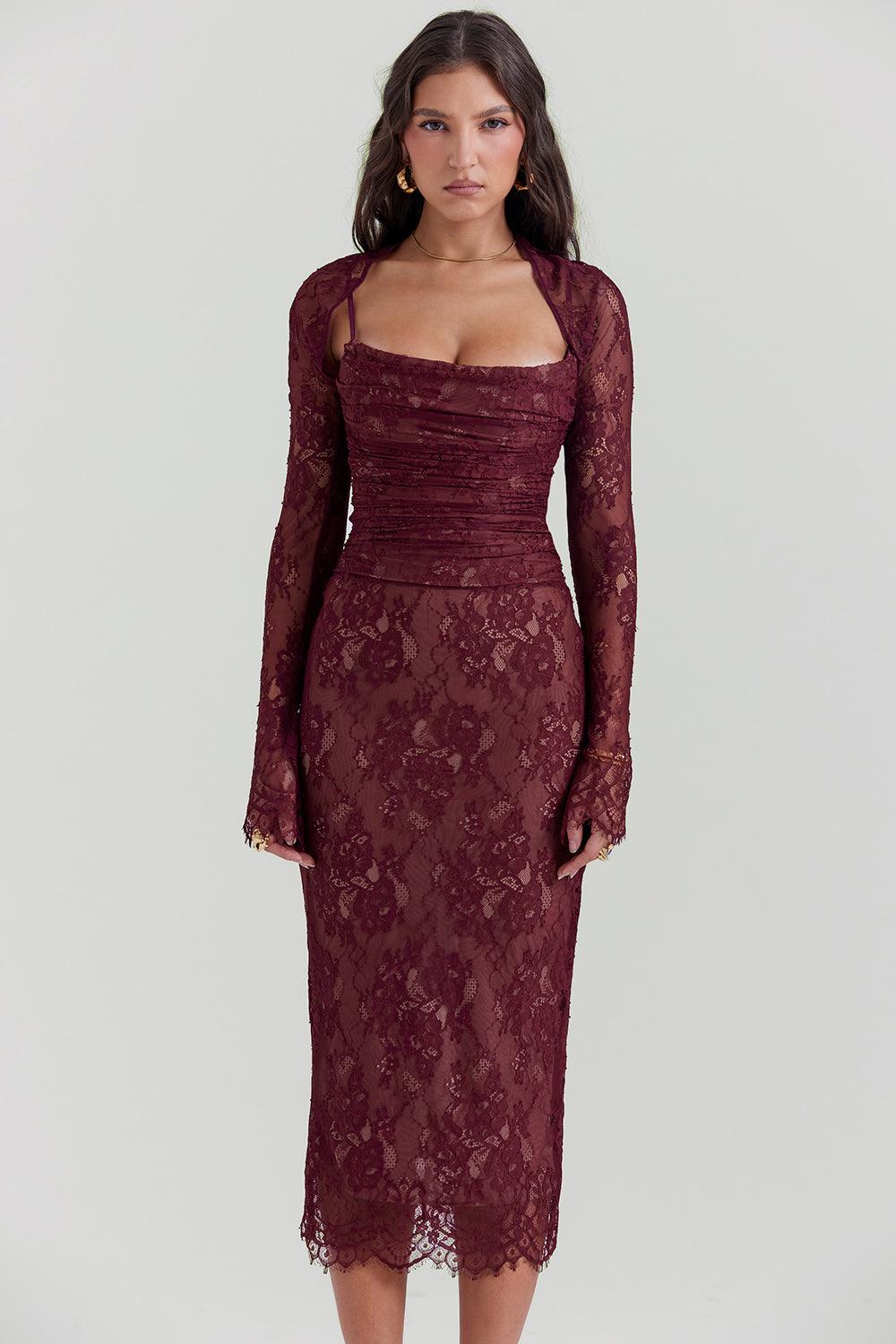 Vestido Midi Bustier Renda Alice